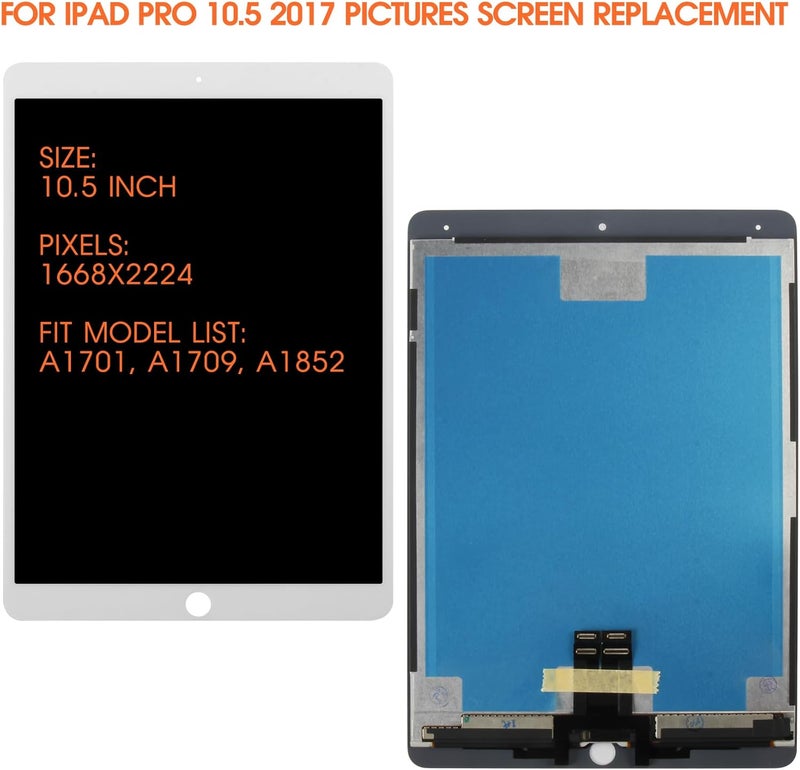 AGCUT LCD for iPad Pro 10.5 2017 Screen Replacement for iPad A1701 A1709 LCD Replacement for iPad Pro 10.5 LCD Screen and Digitizer A1701 Assembly Repair Parts (White) - Image 2